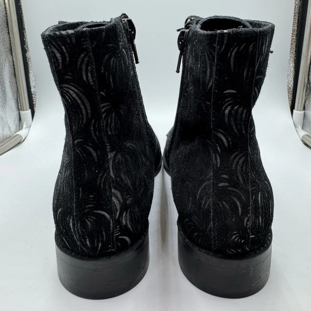 G Comfort Embossed Leather Ankle Boots Black 39